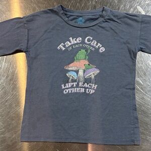 Take Care Cute Kids Frog Theme Long Sleeve Tee - Charcoal